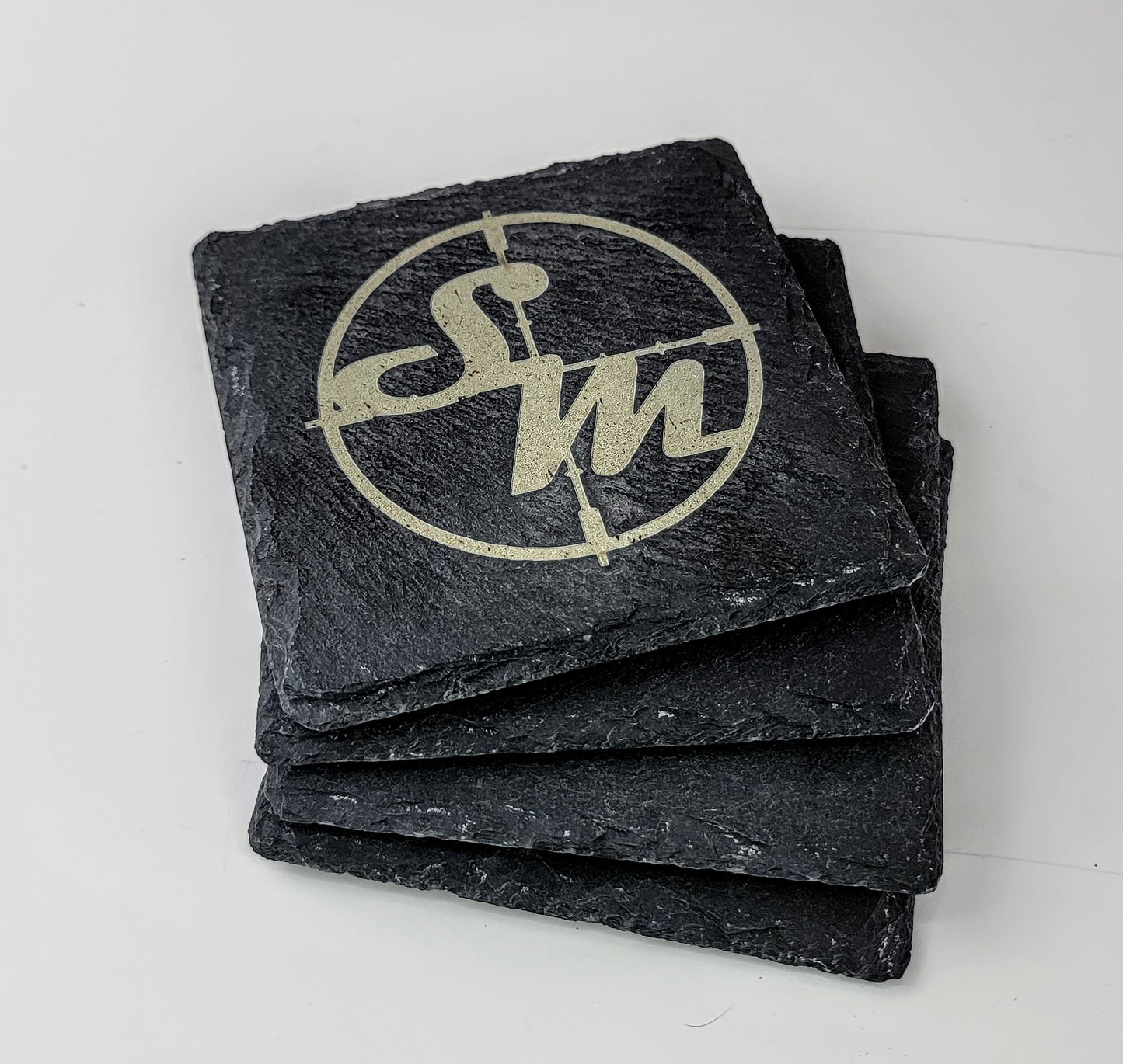 Laser Engraved Slate Coaster Set (4 Pieces)